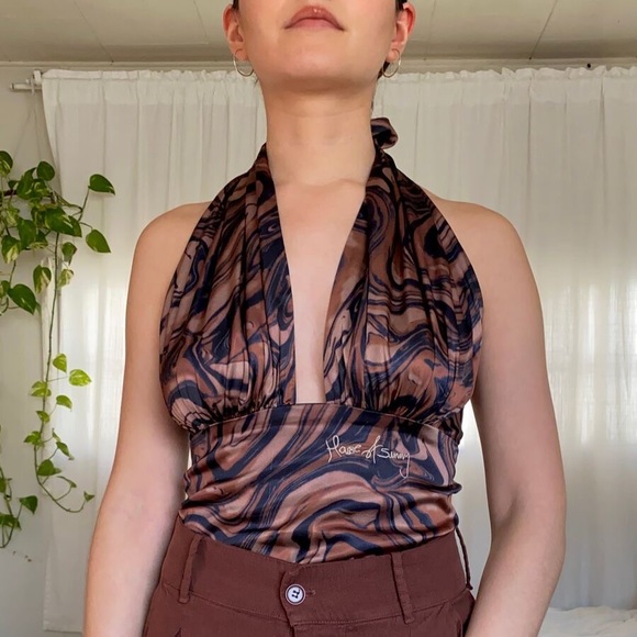 House of Sunny Mahogany Halter Top - Picture 1 of 4